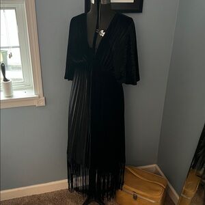 Anthropologie Elegant Black Velvet Overcoat